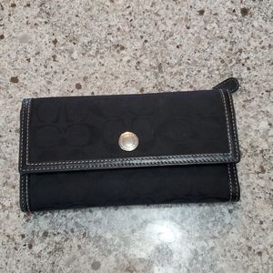 Black coach check book wallet